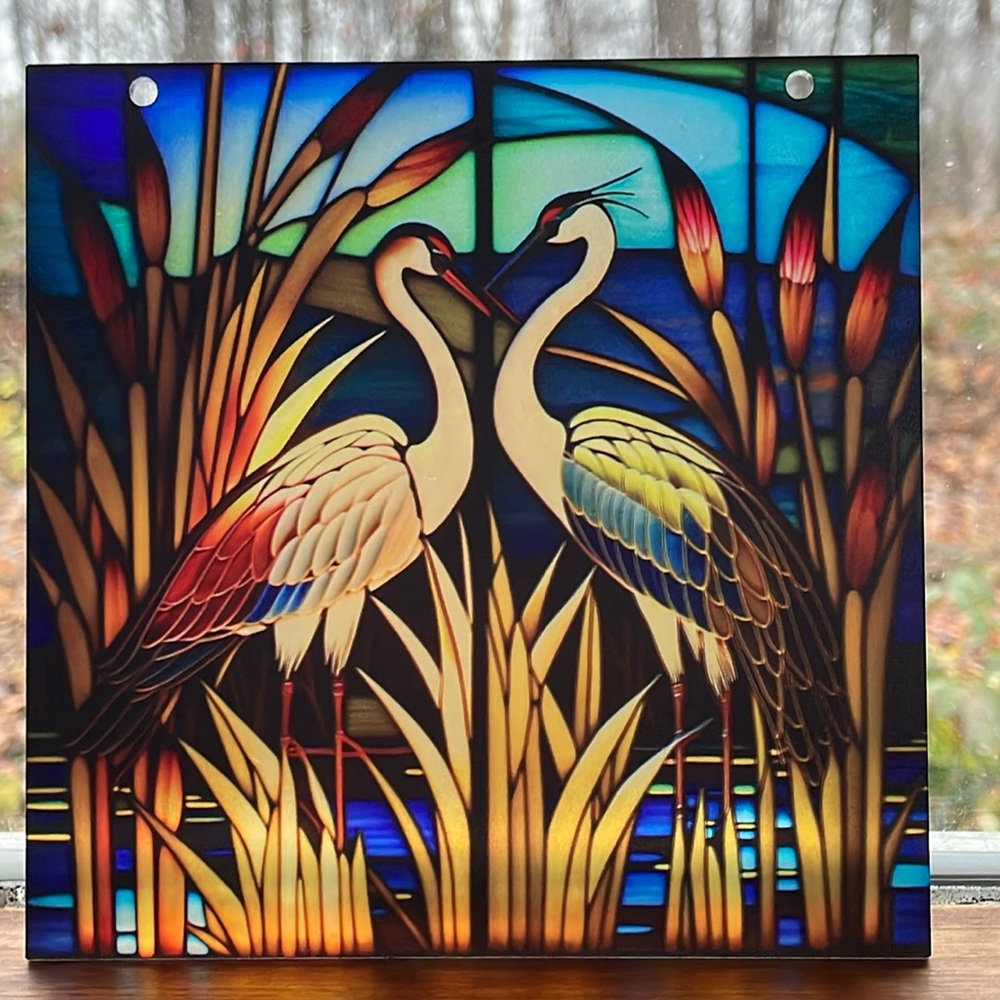 Acrylic Suncatcher Crane Birds Wildlife Animal Home Decoration Cottage Cabin